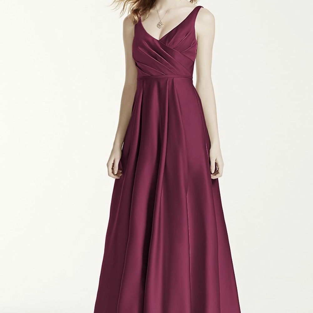 David’s Bridal Satin Bridesmaid Gown- Wine